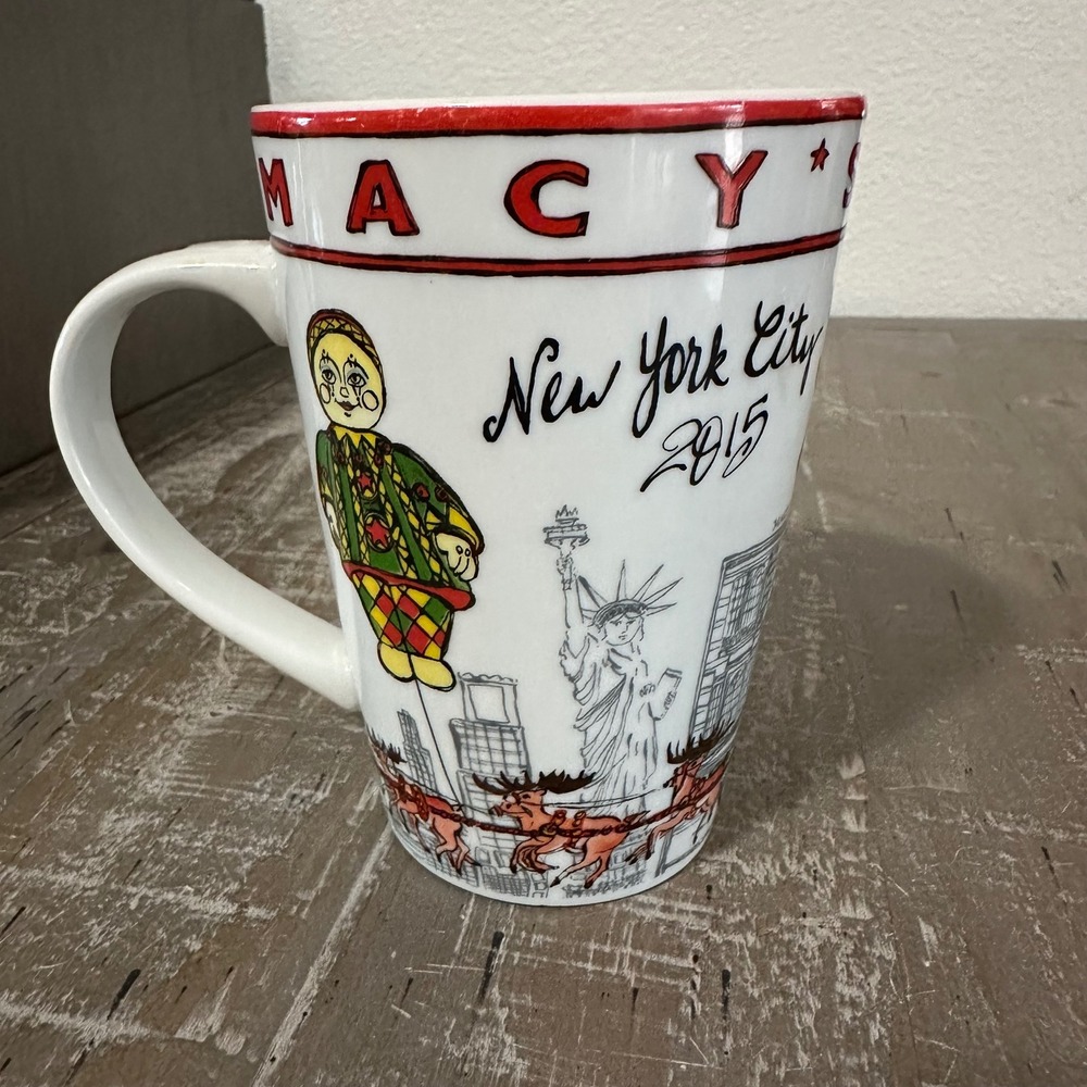 Macy's Thanksgiving Day Parade 2015 Coffee Mug NYC White Ceramic Latte Cup